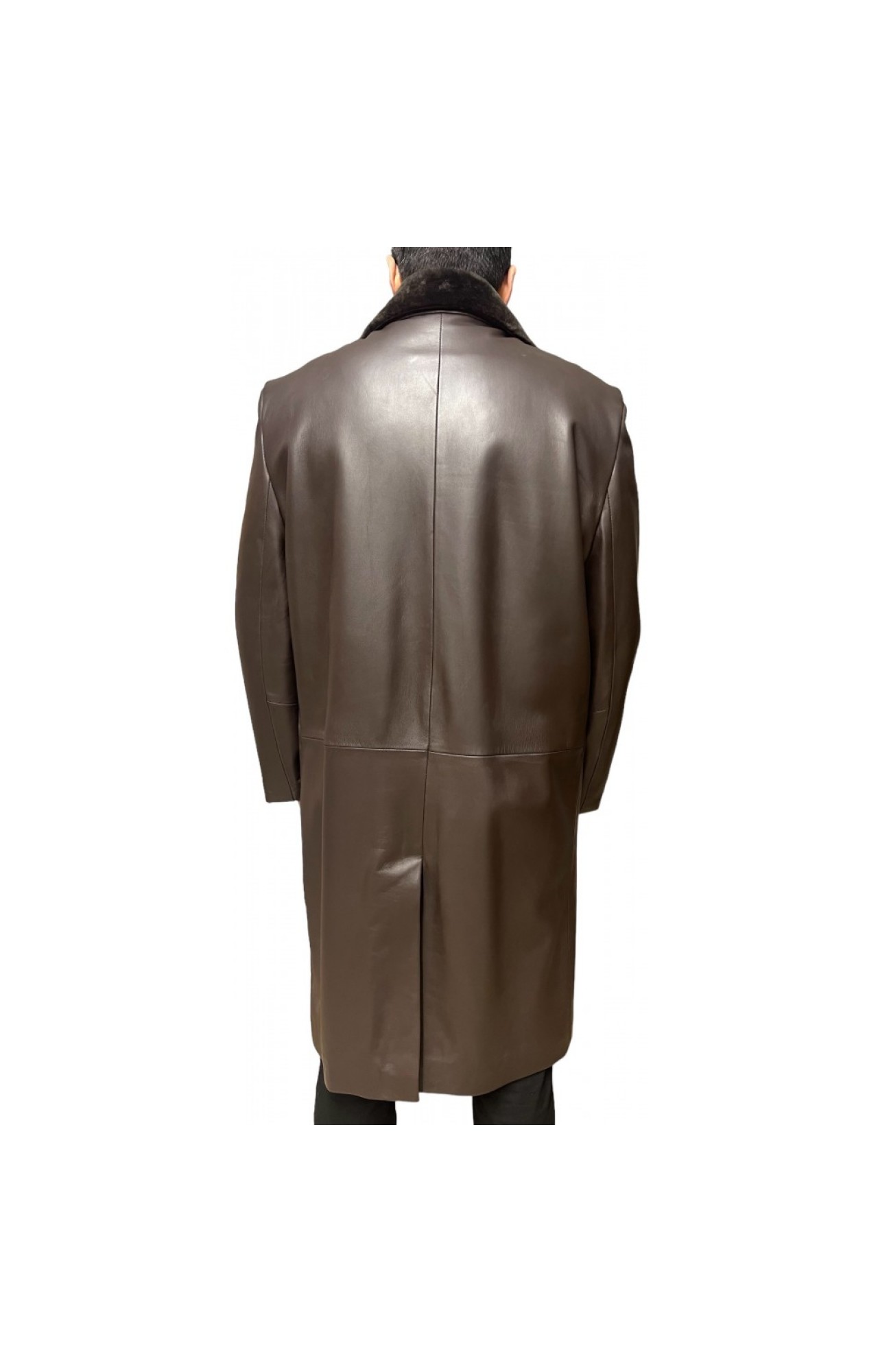 R-LUKAS MENS LEATHER COAT BROWN