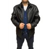 ID-4577B MENS PRINTED LEATHER JACKET BLACK