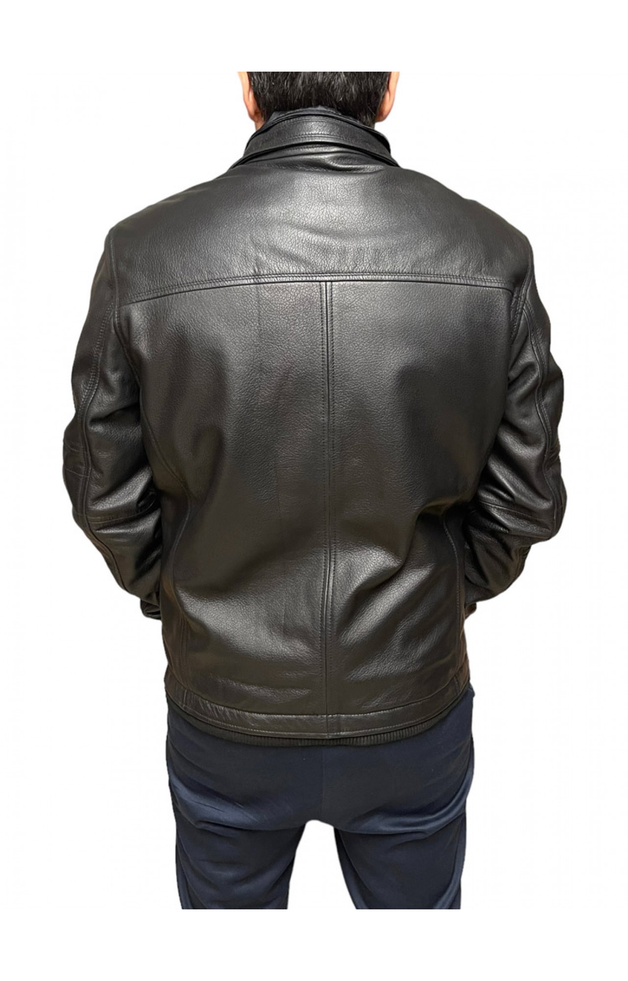 ID-4577B MENS PRINTED LEATHER JACKET BLACK