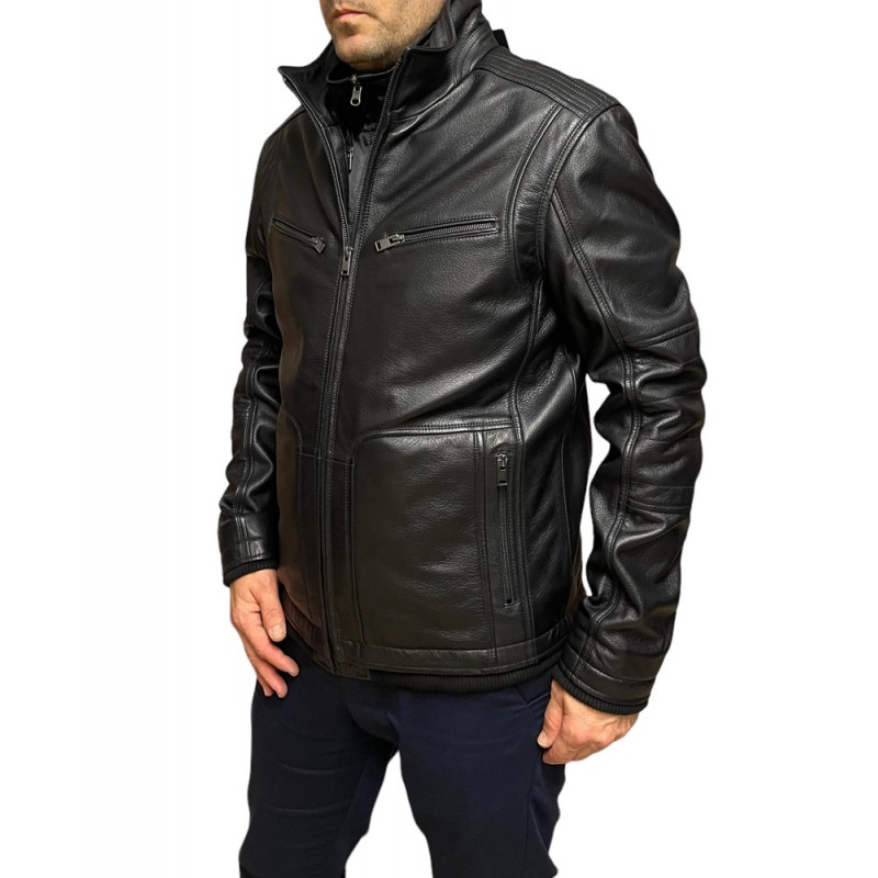 ID-4577B ΑΝΔΡΙΚΟ ΔΕΡΜΑΤΙΝΟ ΜΠΟΥΦΑΝ ΣΤΑΜΠΩΤΟ ΜΑΥΡΟ