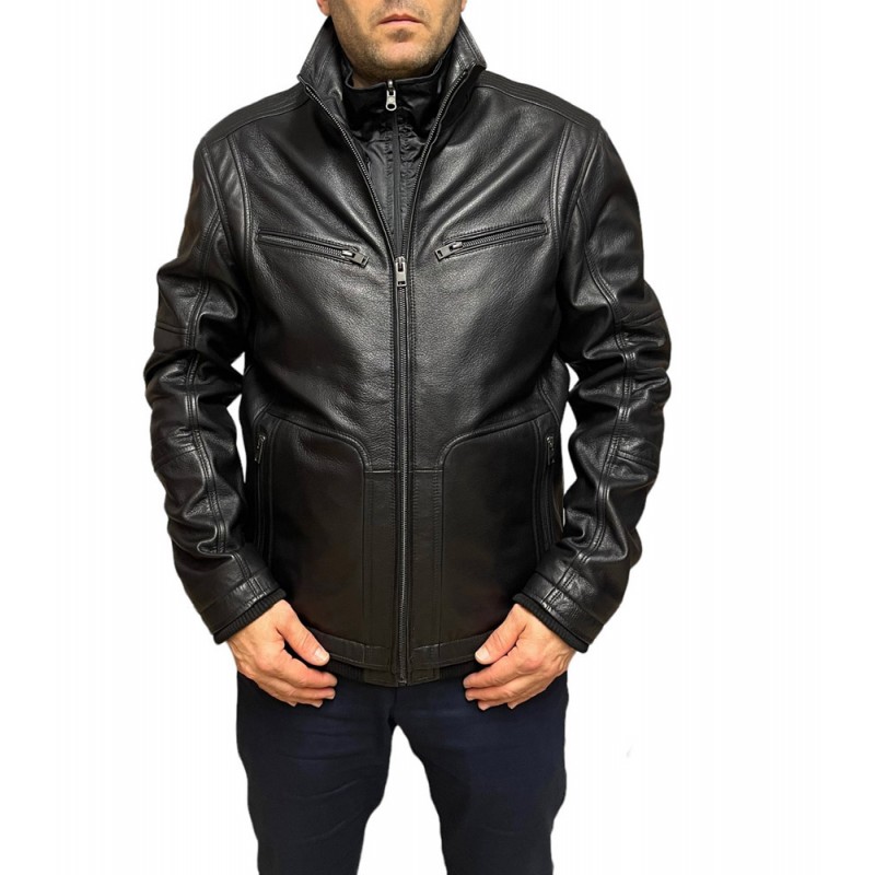 ID-4577B ΑΝΔΡΙΚΟ ΔΕΡΜΑΤΙΝΟ ΜΠΟΥΦΑΝ ΣΤΑΜΠΩΤΟ ΜΑΥΡΟ