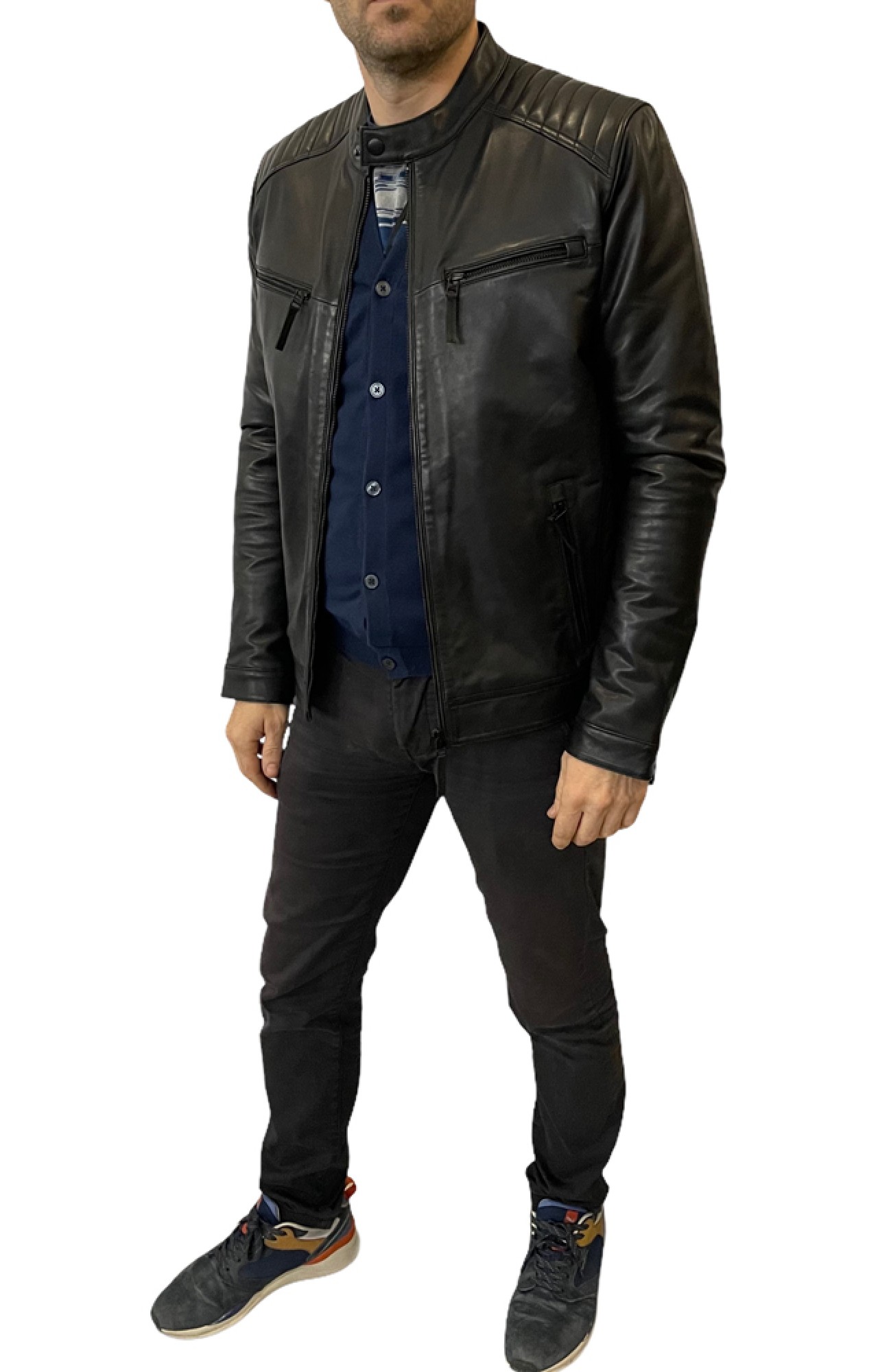 MARKOS LEATHER BO-CURTIS MENS LEATHER BIKER BLACK