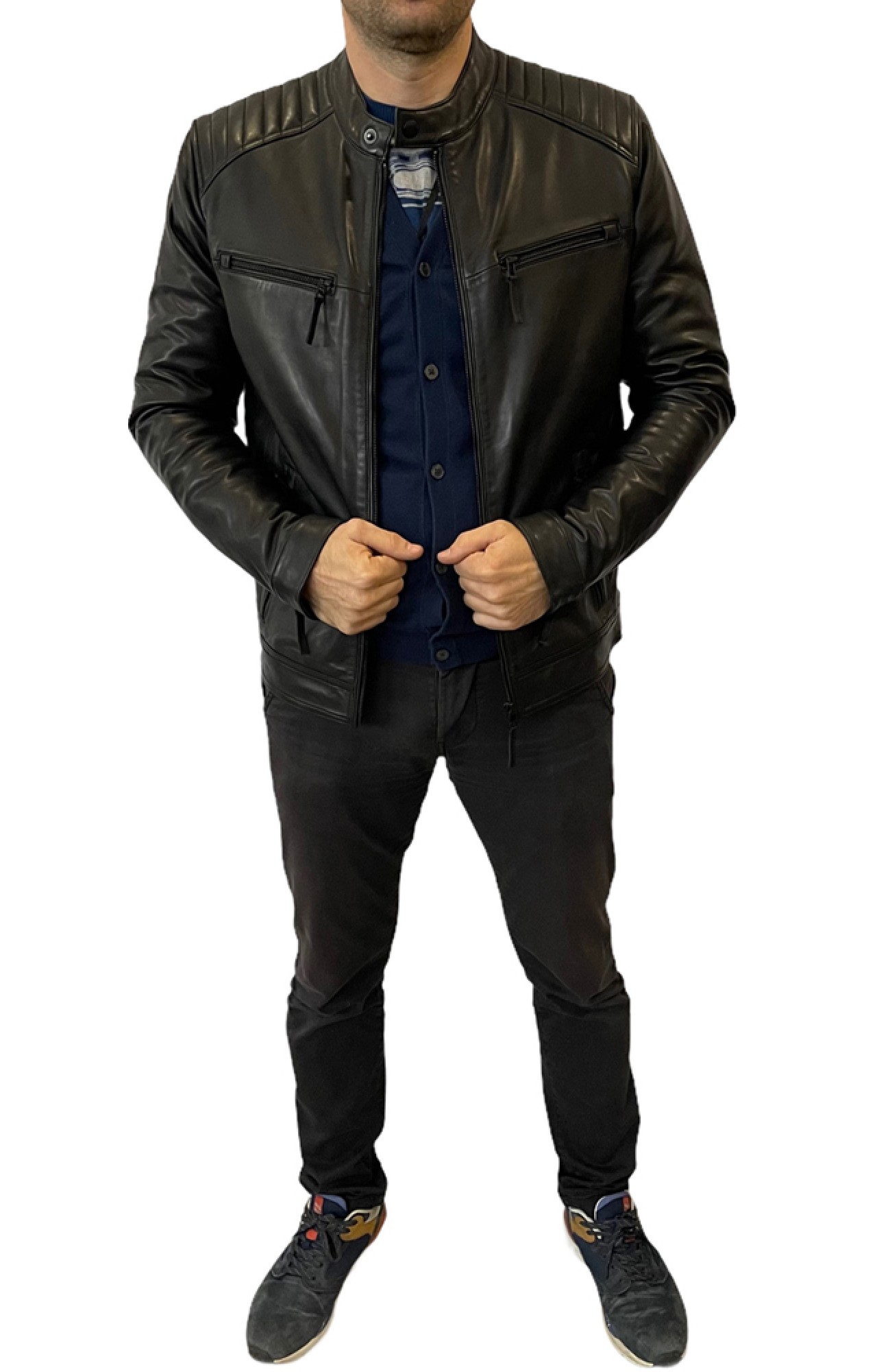 MARKOS LEATHER BO-CURTIS MENS LEATHER BIKER BLACK