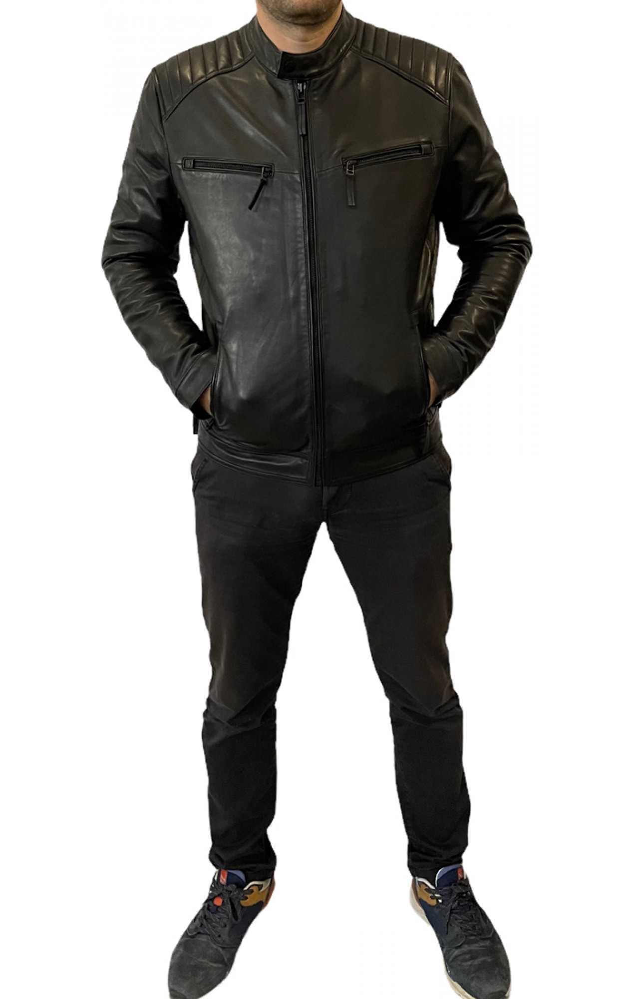 MARKOS LEATHER BO-CURTIS MENS LEATHER BIKER BLACK
