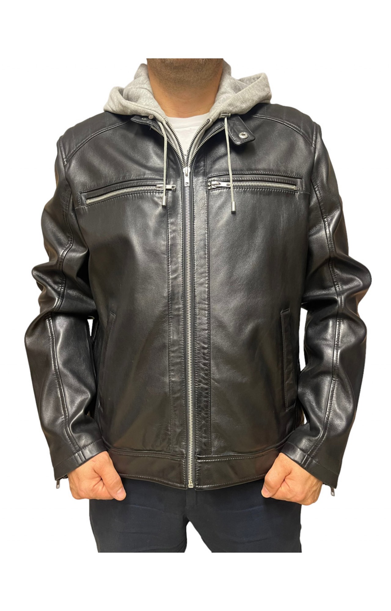 ID-4564 MENS BLACK LEATHER JACKET