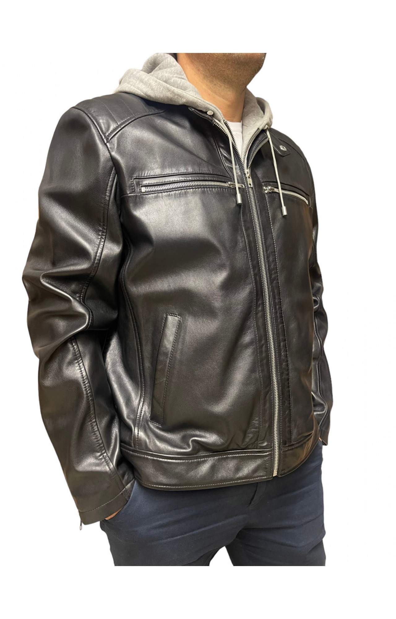 ID-4564 MENS BLACK LEATHER JACKET