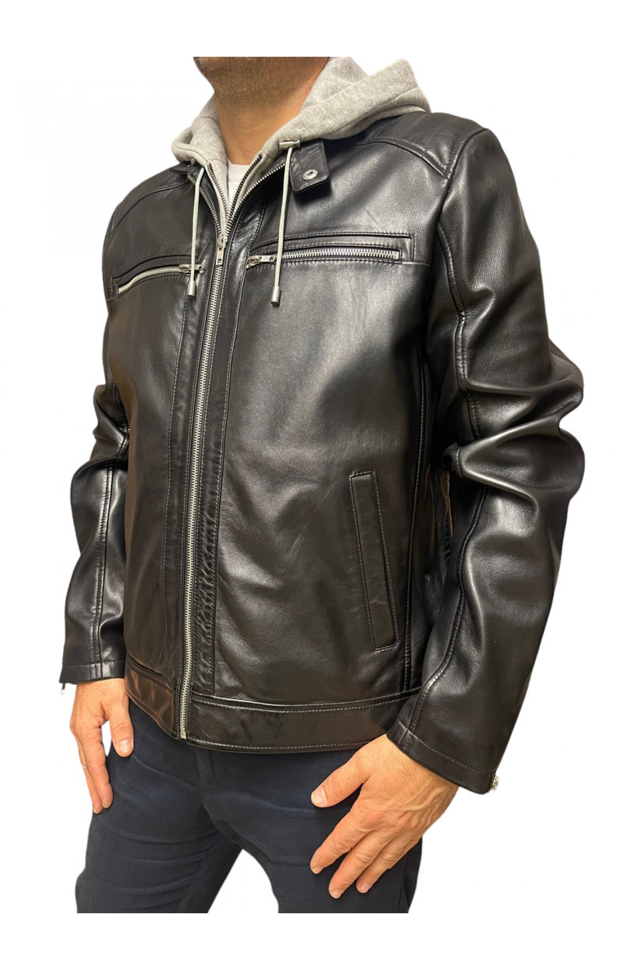 ID-4564 MENS BLACK LEATHER JACKET