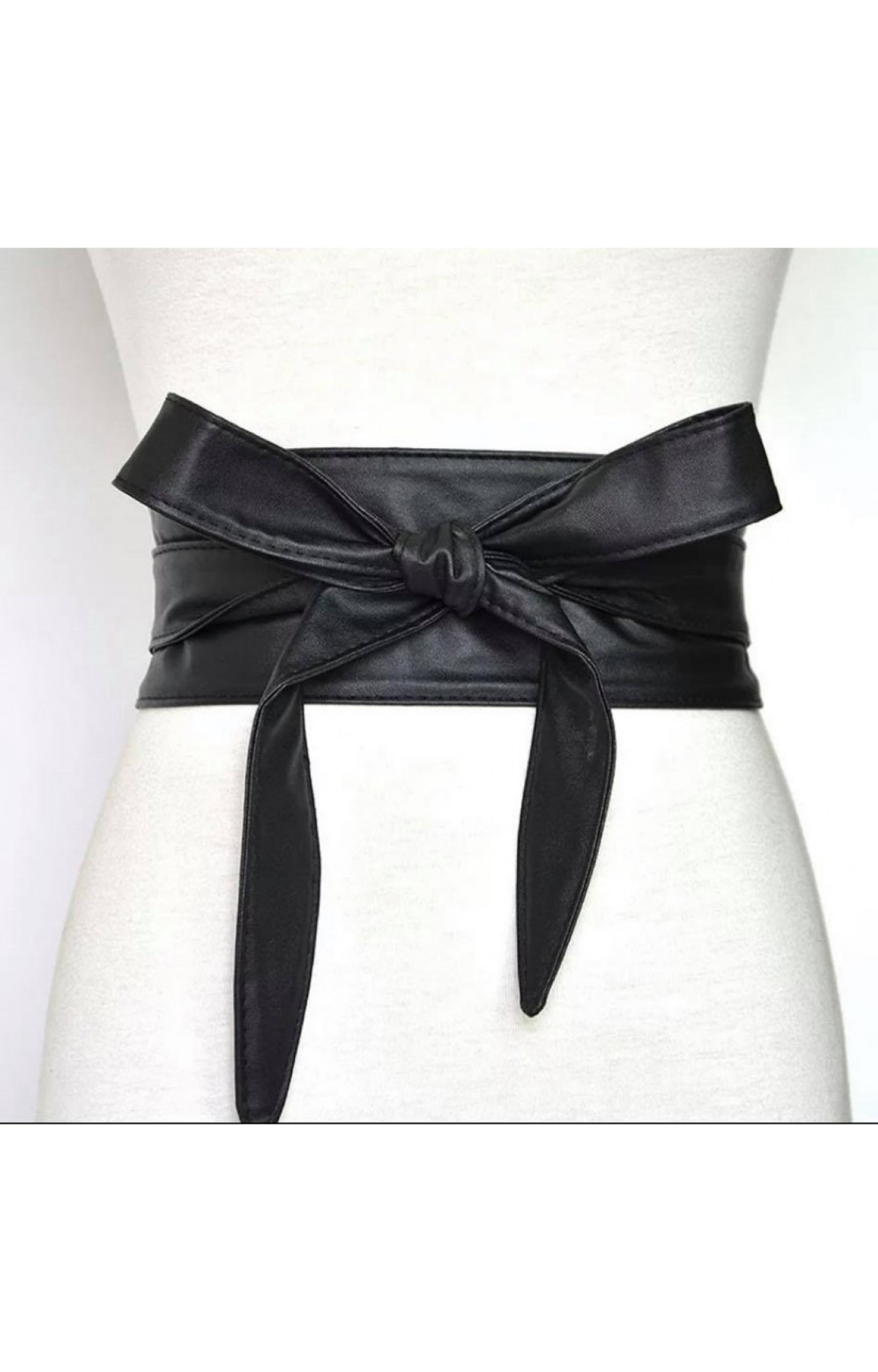 RITA WIDE BINDING BELT WOMEN'S GENUINE LEATHER BLACK