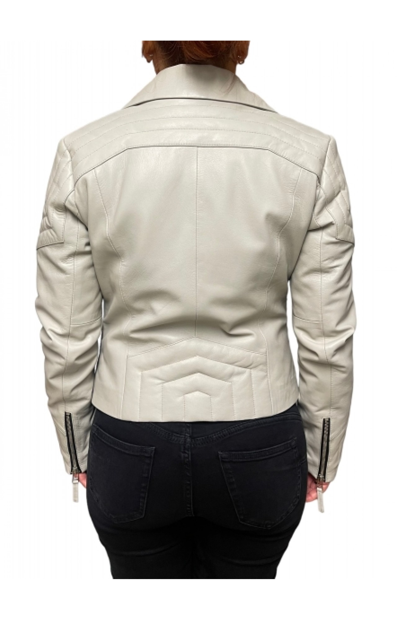 AW23-70 WOMENS LEATHER JACKET WHITE