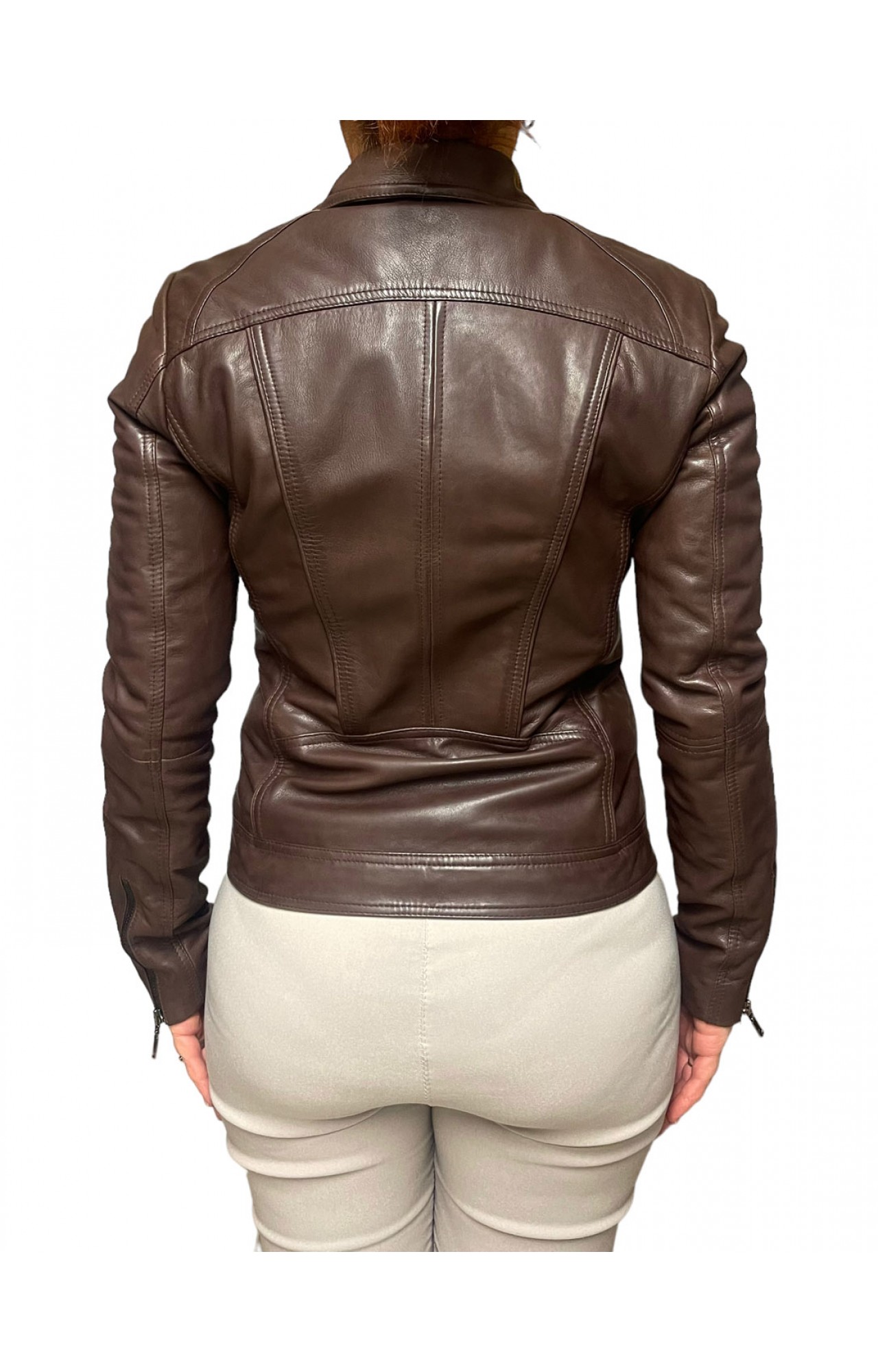 BO-SABRA-BOGOTA WOMENS LEATHER JACKET DARK BROWN