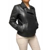 AROMA-BLACK WOMENS SHORT LEATHER BIKER