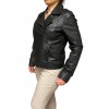 AROMA-BLACK WOMENS SHORT LEATHER BIKER