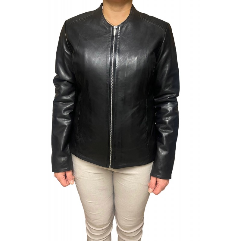 AW23-73-BLACK ΓΥΝΑΙΚΕΙΟ ΔΕΡΜΑΤΙΝΟ BIKER-ΣΑΚΑΚΙ ΜΑΥΡΟ