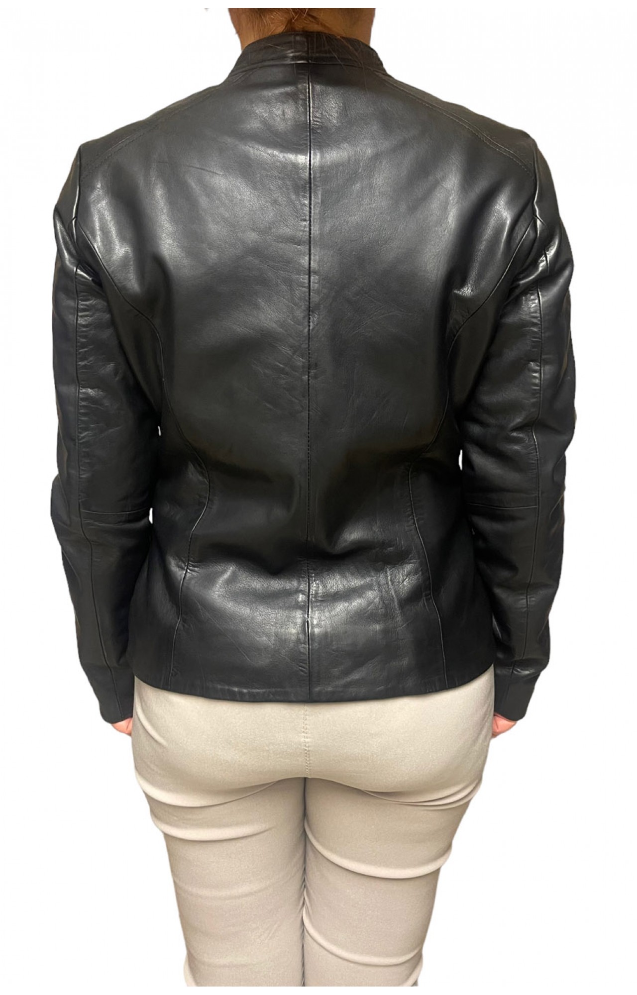AW23-73-BLACK WOMENS LEATHER BIKER-JACKET
