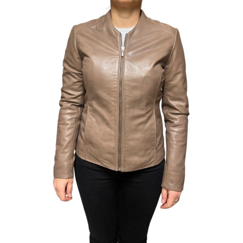 AW23-73-TAUPE ΓΥΝΑΙΚΕΙΟ ΔΕΡΜΑΤΙΝΟ BIKER-ΣΑΚΑΚΙ ΠΟΥΡΟ