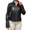 AW23-76-BLACK WOMENS CROPPED LEATHER JACKET
