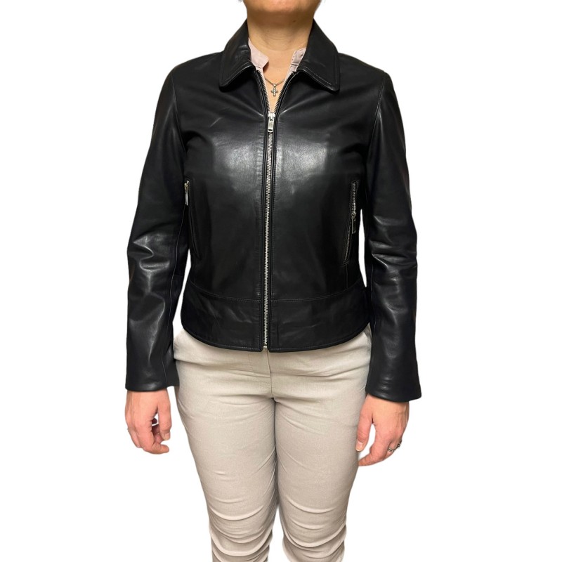 AW23-76-BLACK ΓΥΝΑΙΚΕΙΟ ΔΕΡΜΑΤΙΝΟ ΜΠΟΥΦΑΝ ΜΑΥΡΟ