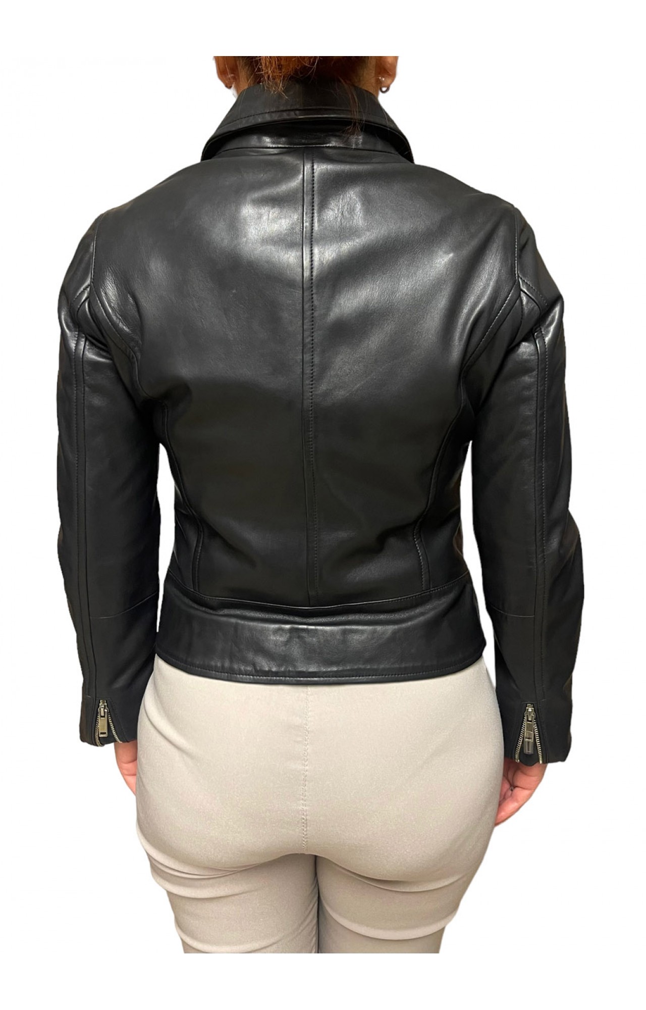 AW23-76-BLACK WOMENS CROPPED LEATHER JACKET
