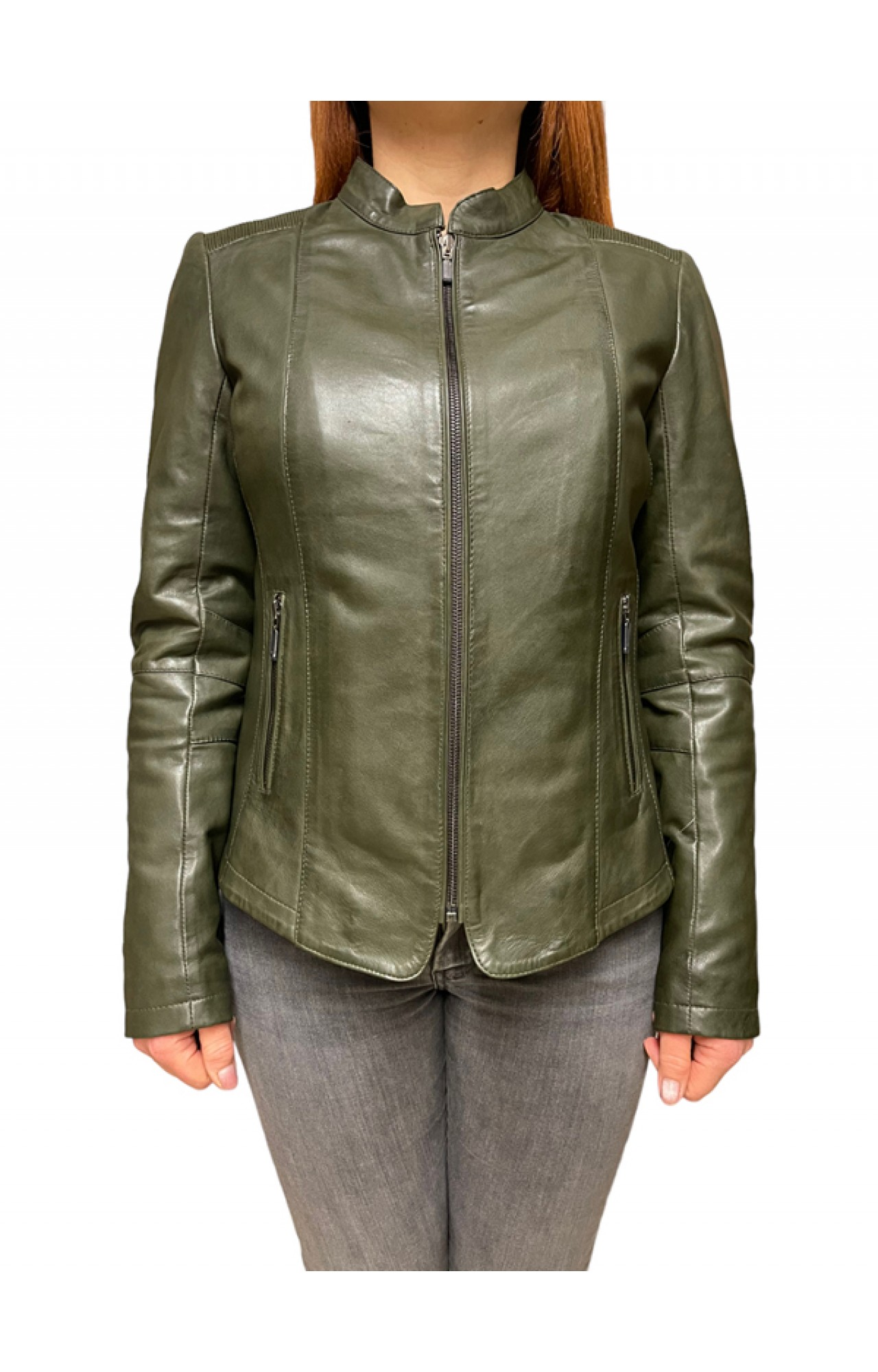 NEW BO-ABIGAIL WOMENS LEATHER JACKET OLIVE