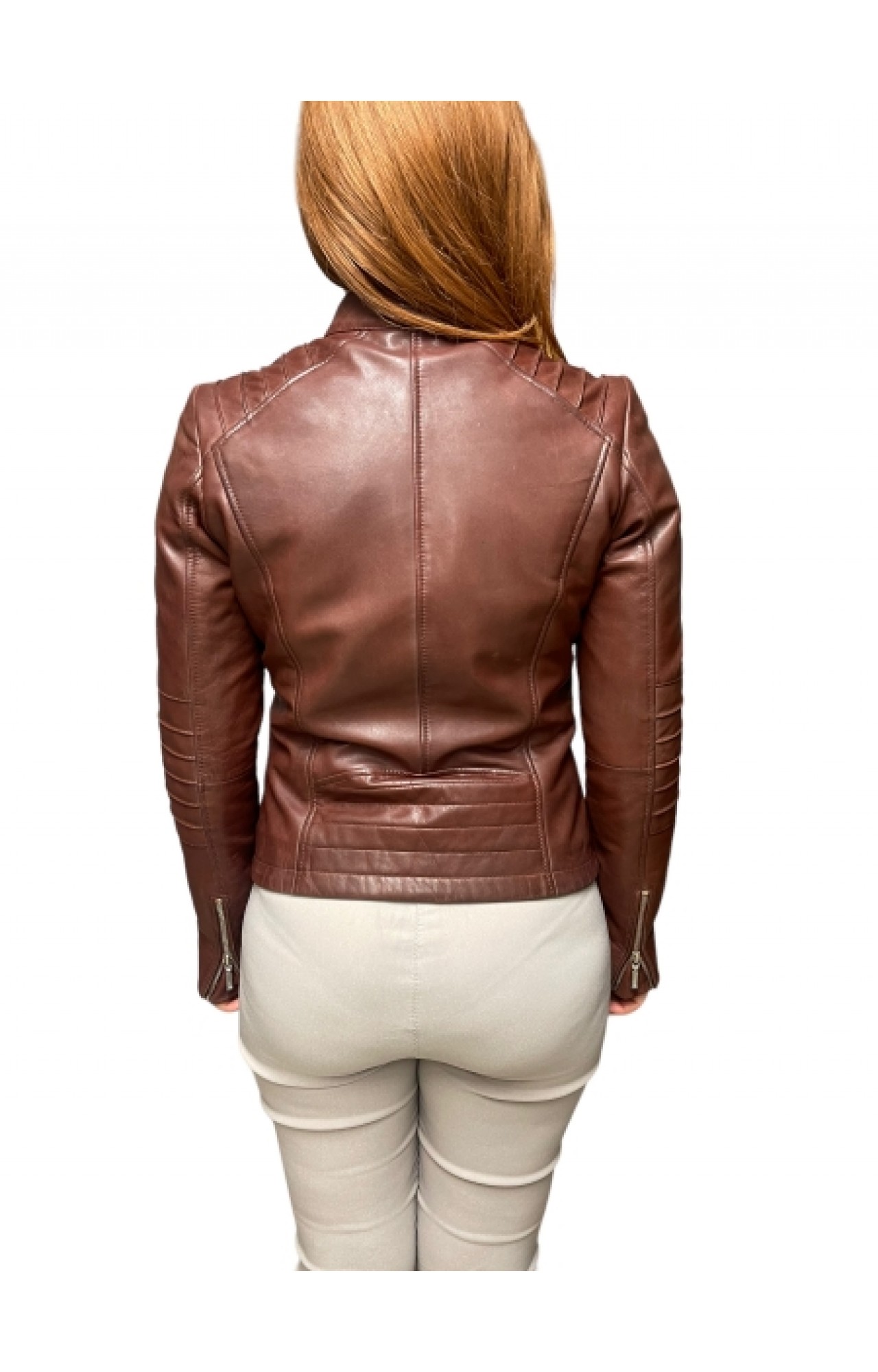BO-LENI WOMENS BROWN LEATHER JACKET