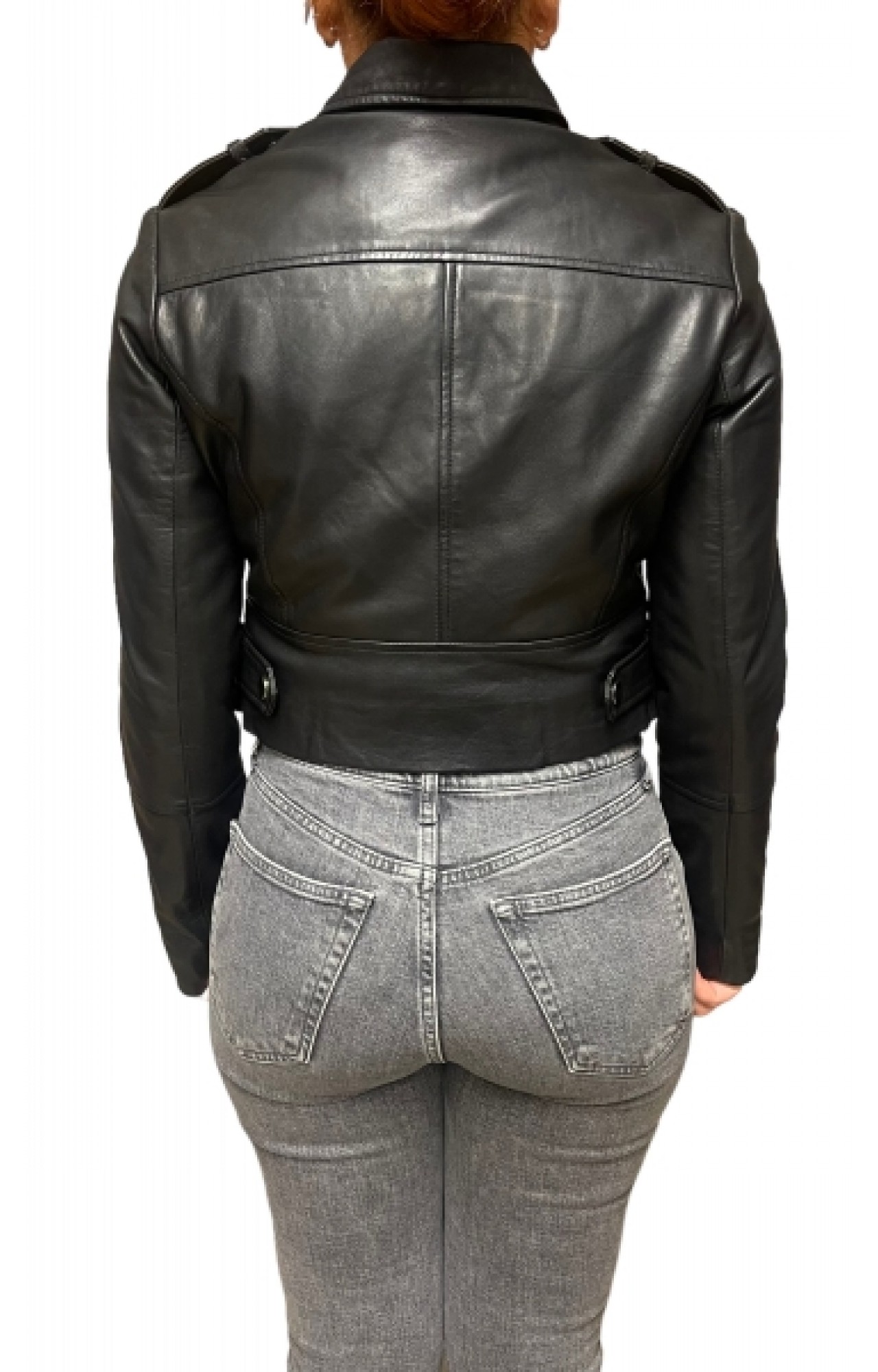 CRIMSON-BLACK WOMENS LEATHER JACKET