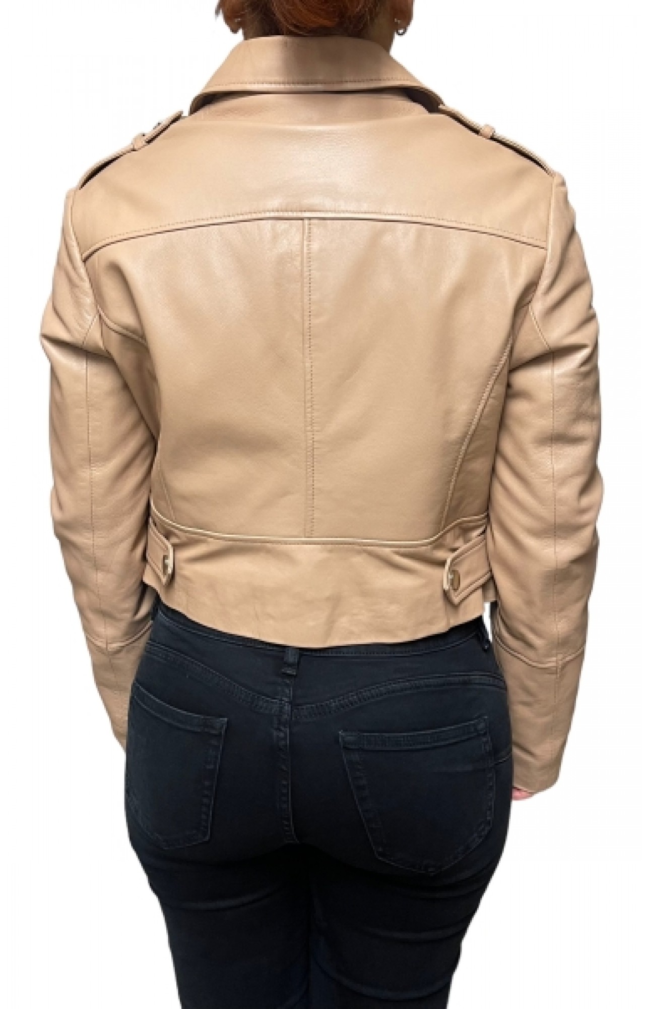 CRIMSON-PEACH WOMENS LEATHER JACKET