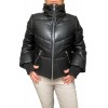 EDWINA-BLACK WOMENS LEATHER PUFFER JACKET