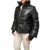 EDWINA-BLACK WOMENS LEATHER PUFFER JACKET