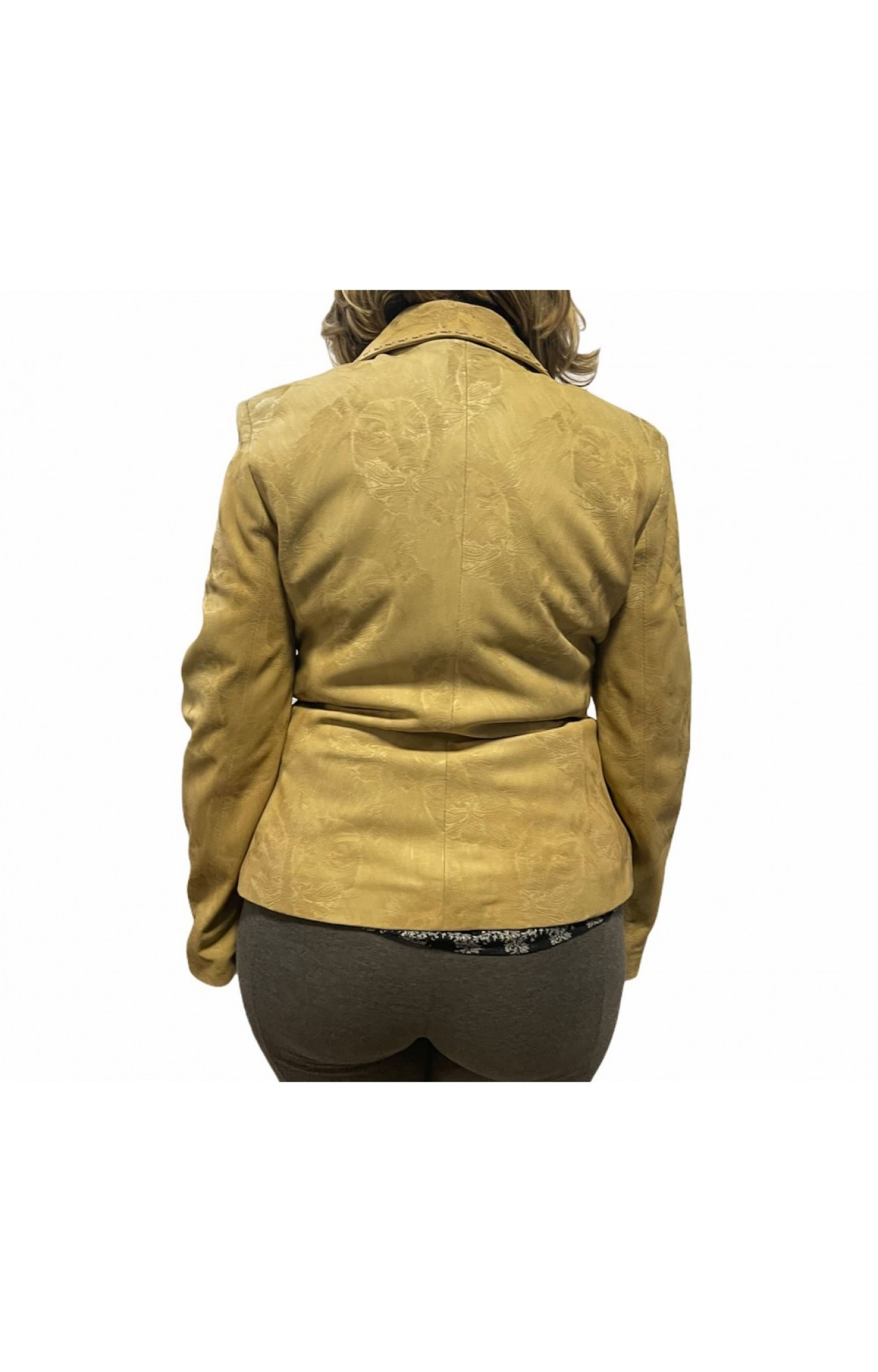 14032-L WOMENS LEATHER BLAZER  JACKET BEIGE