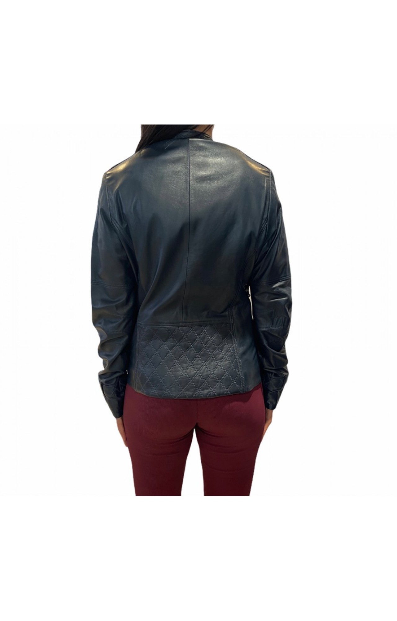 MARKOS LEATHER 33059 WOMEN'S BIKER LEATHER JACKET BLUE 