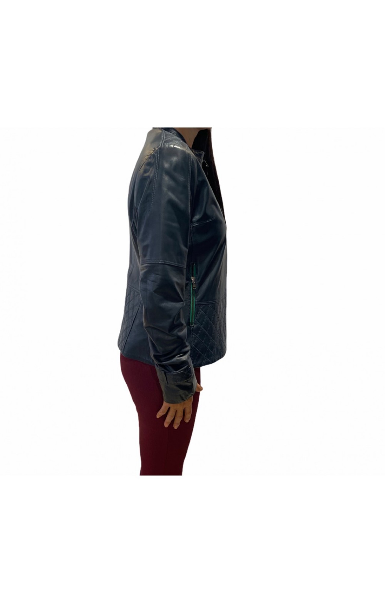 MARKOS LEATHER 33059 WOMEN'S BIKER LEATHER JACKET BLUE 