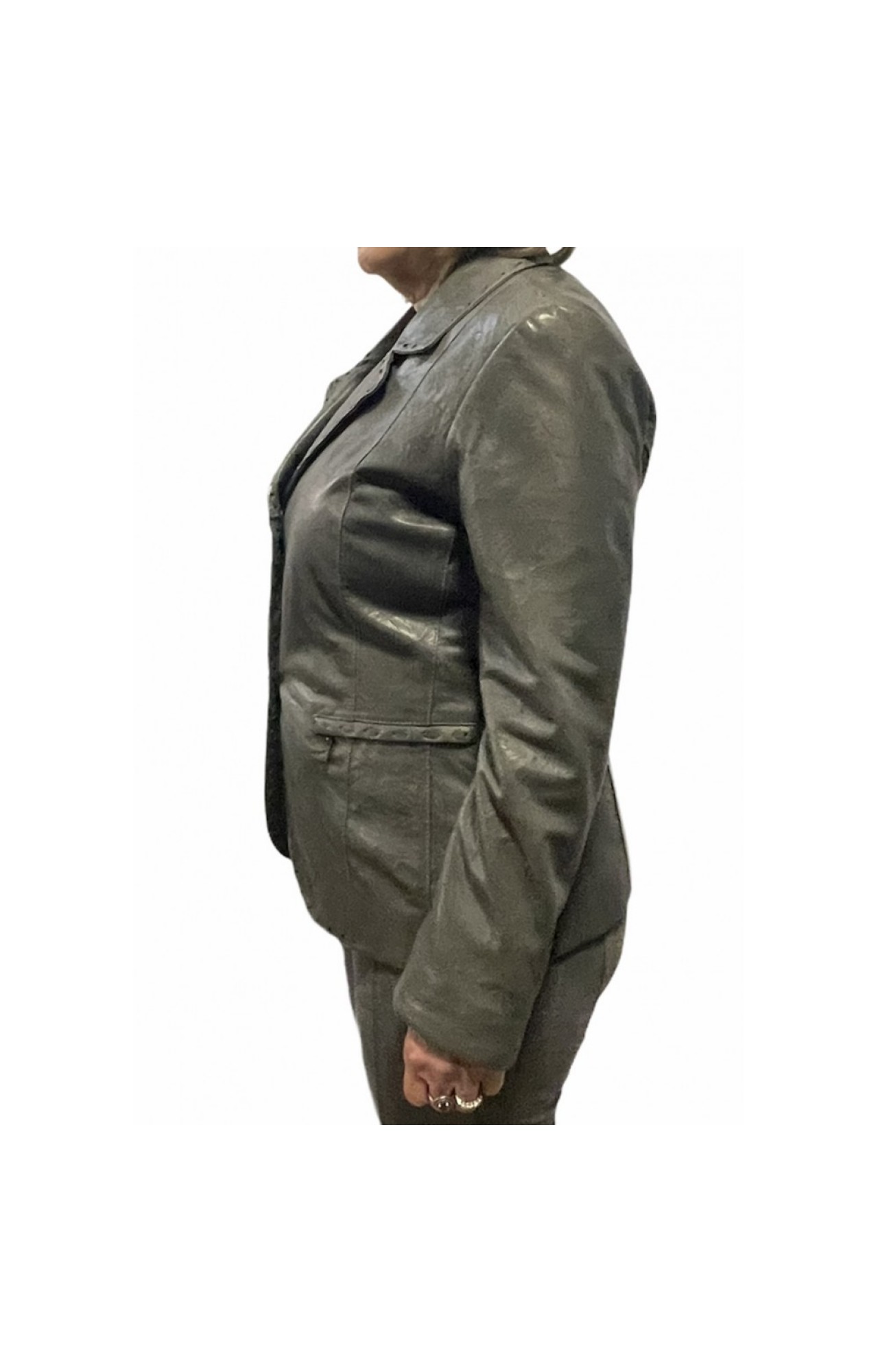 A-164 WOMENS LEATHER BLAZERE JACKET GREY 