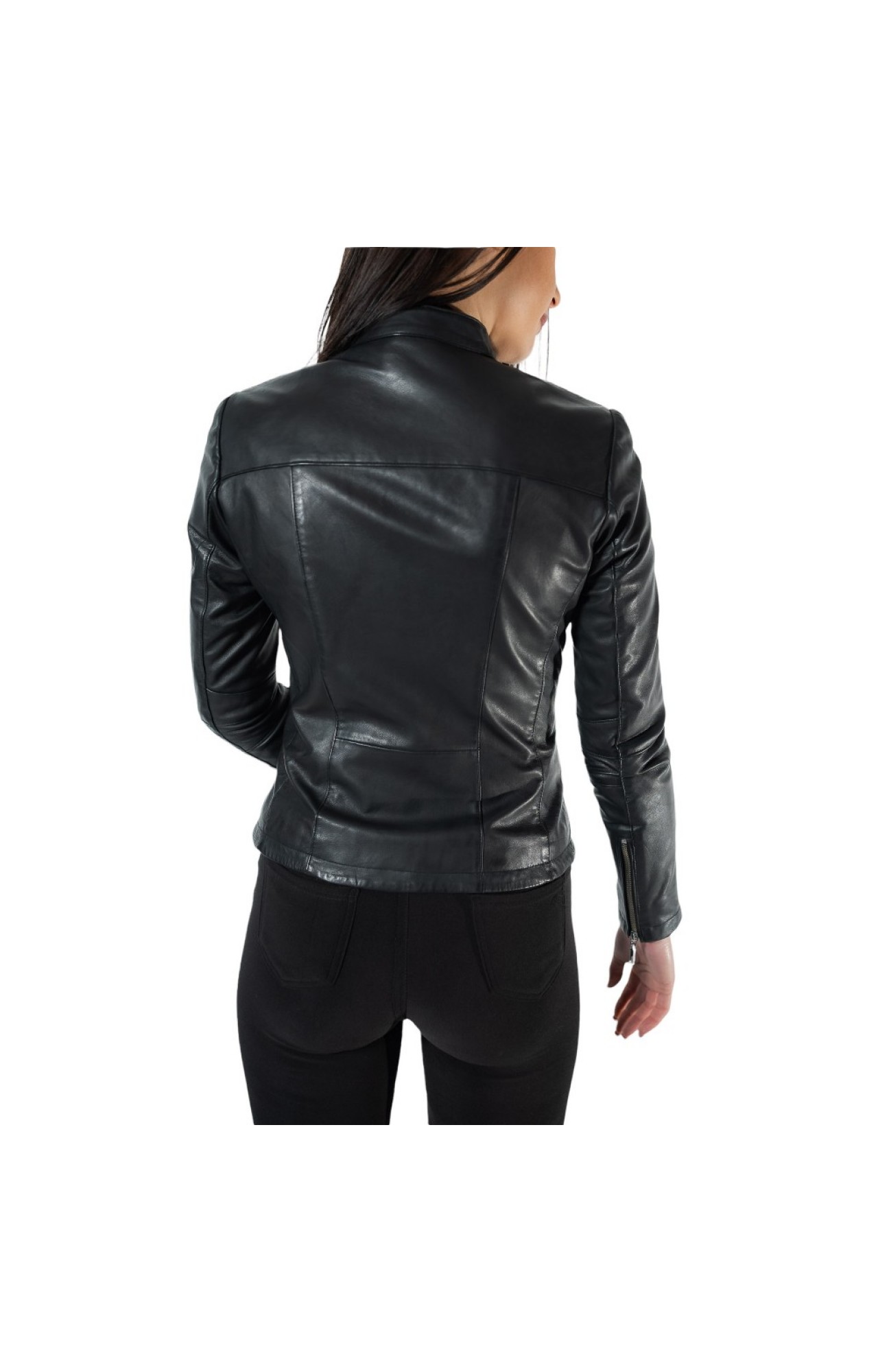 MARKOS LEATHER BO-ABIGAIL WOMENS BIKER LEATHER JACKET BLACK