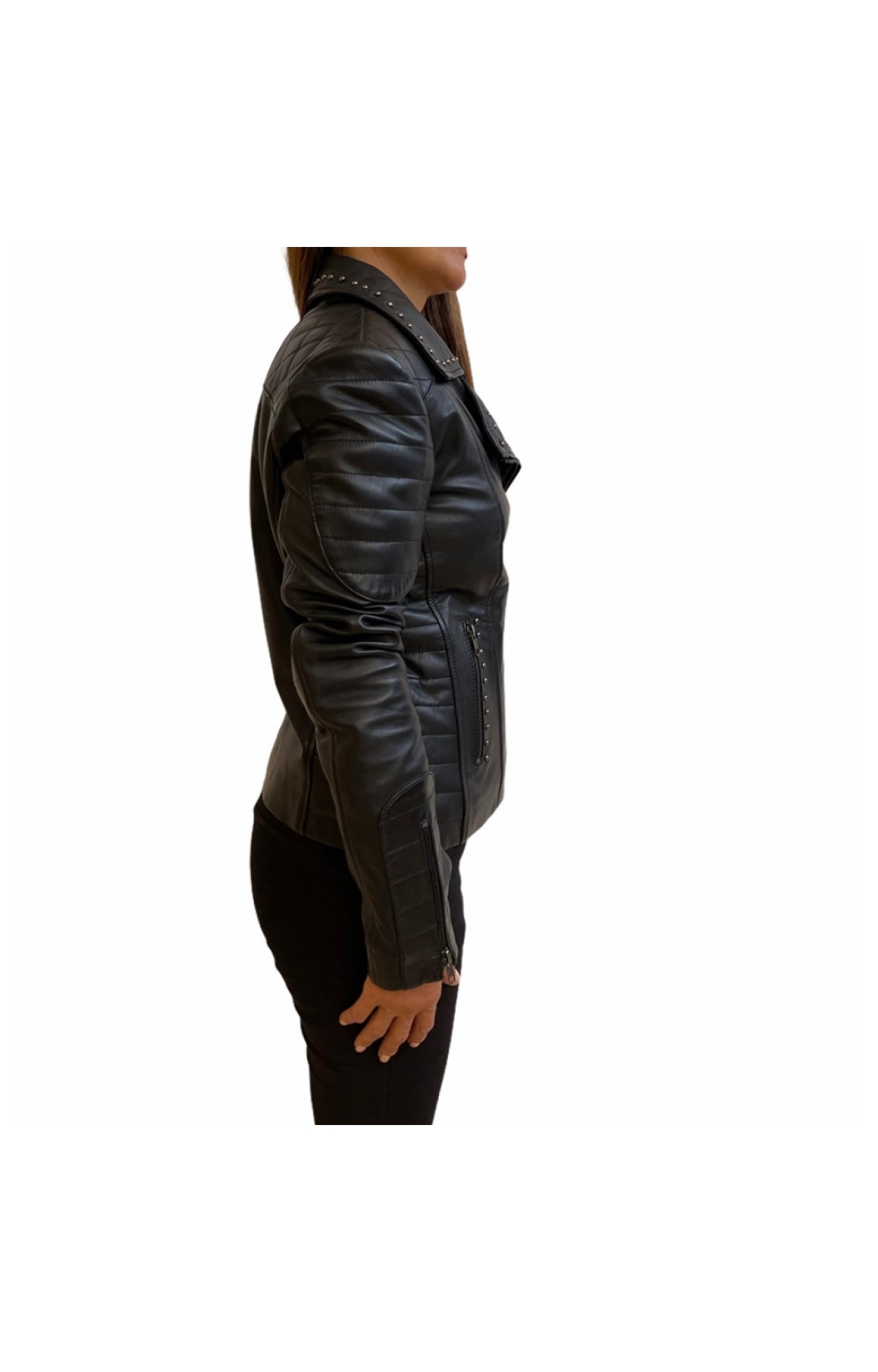 MARKOS LEATHER BO-ADELA WOMENS BIKER LEATHER JACKET BLACK 