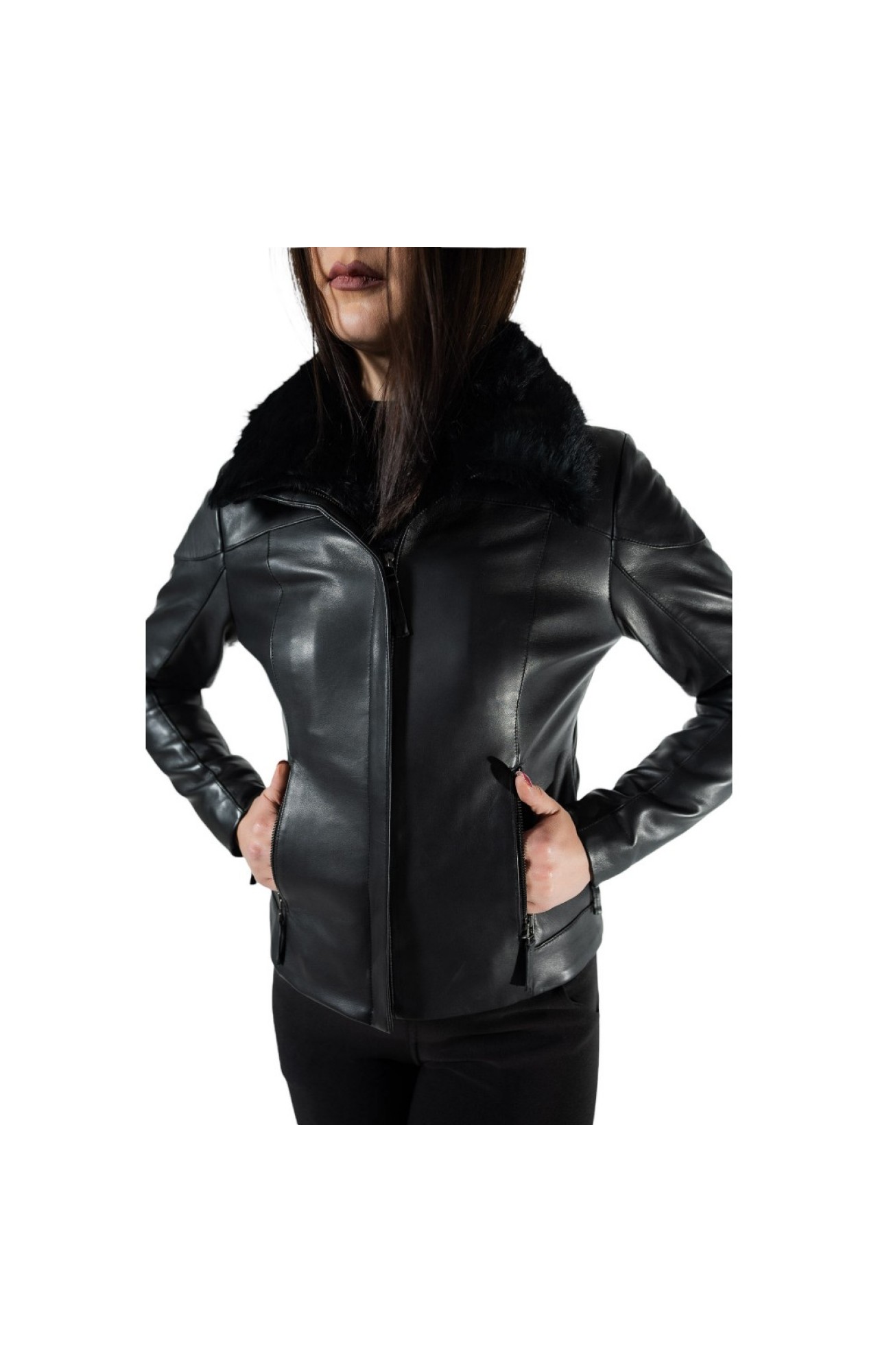 MARKOS LEATHER BO-CITY WOMENS BIKER LEATHER  JACKET BLACK  