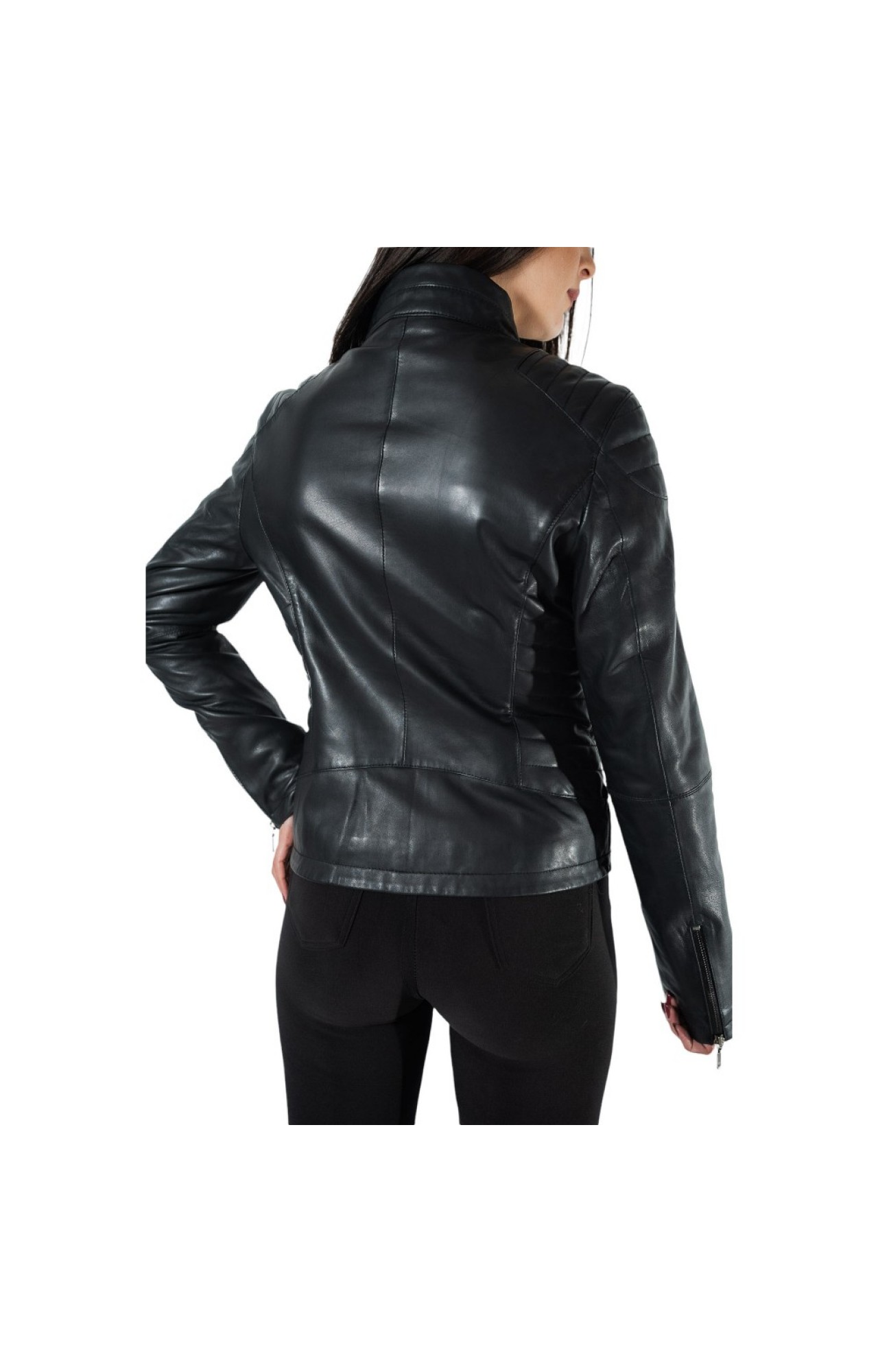 MARKOS LEATHER BO-LIMA WOMENS BIKER LEATHER JACKET BLACK