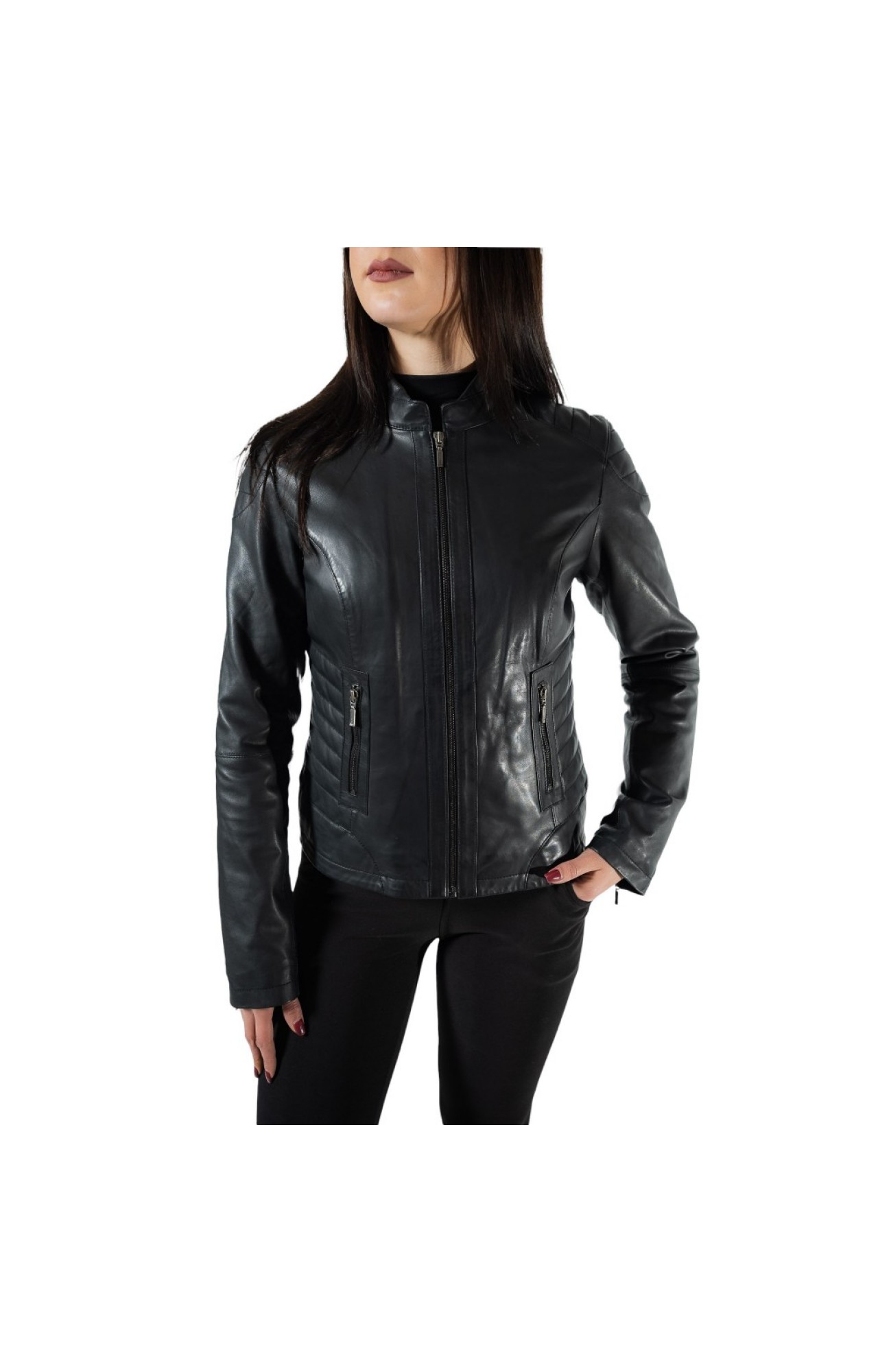 MARKOS LEATHER BO-LIMA WOMENS BIKER LEATHER JACKET BLACK