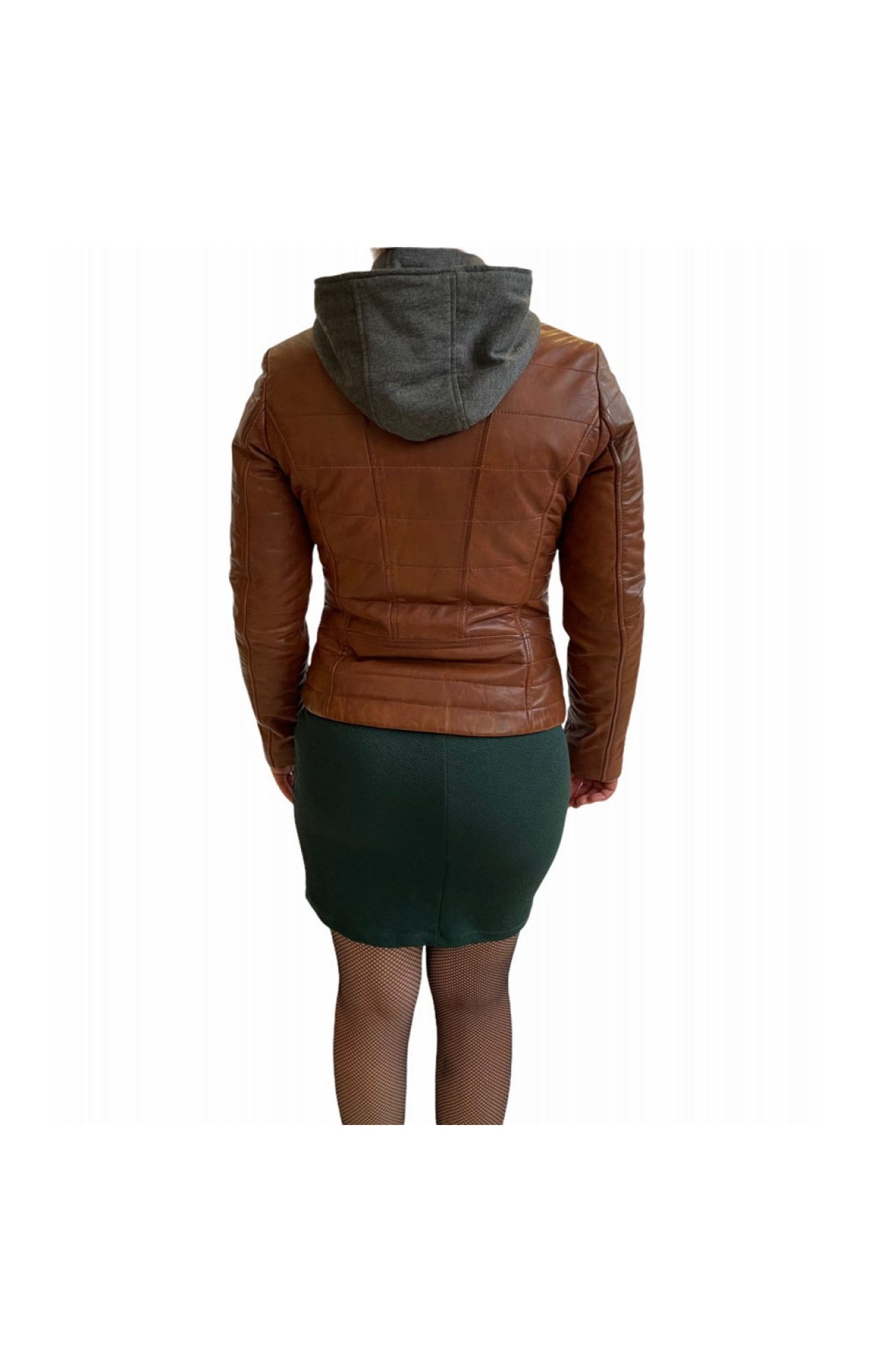 BO-MAIRA WOMEN'S LEATHER BIKER JACKET TOBACCO