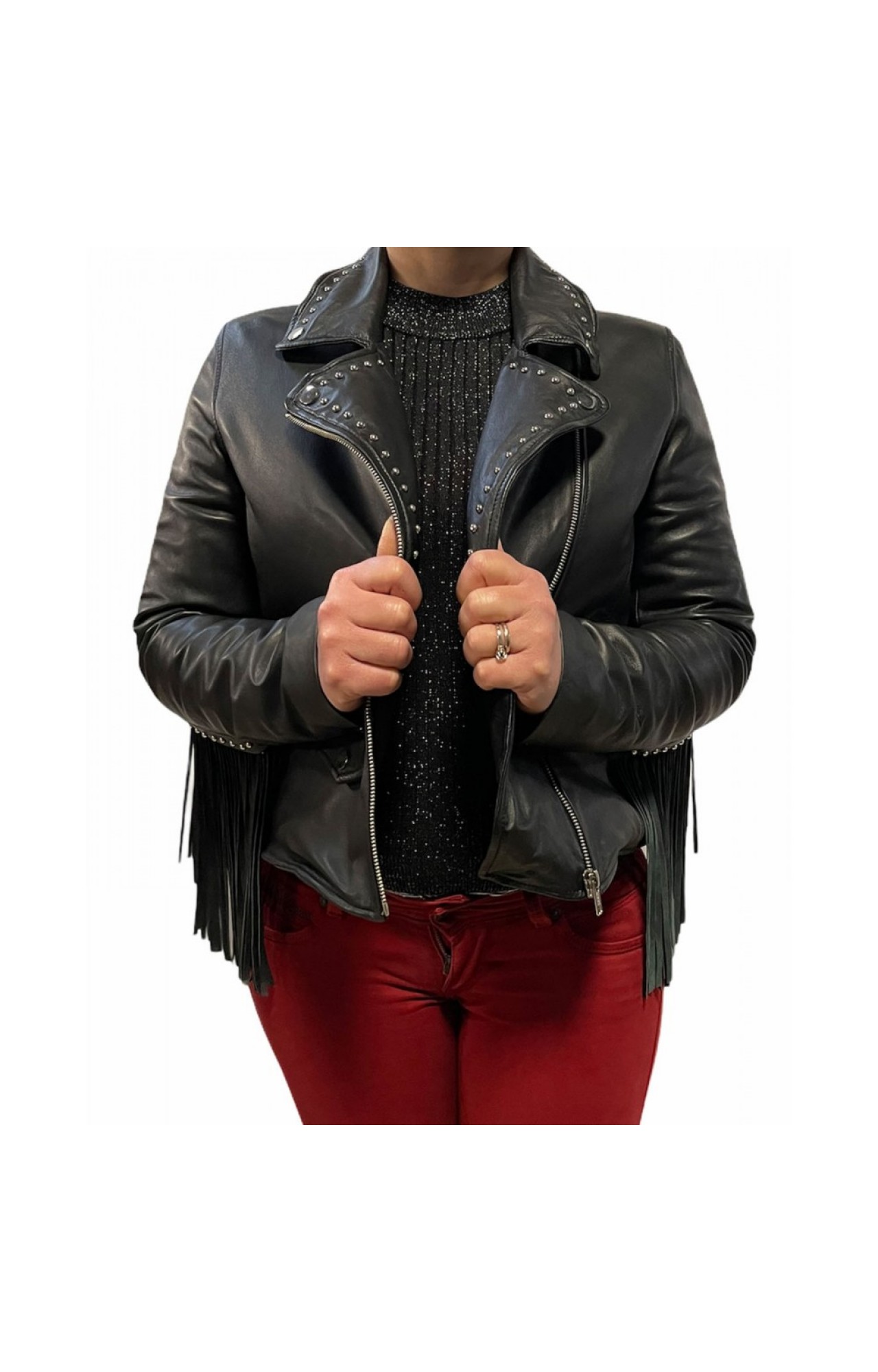 BO-TYLER WOMENS LEATHER JACKET BLACK 