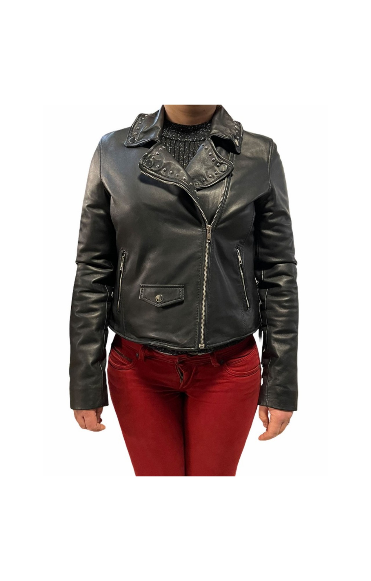 BO-TYLER WOMENS LEATHER JACKET BLACK 