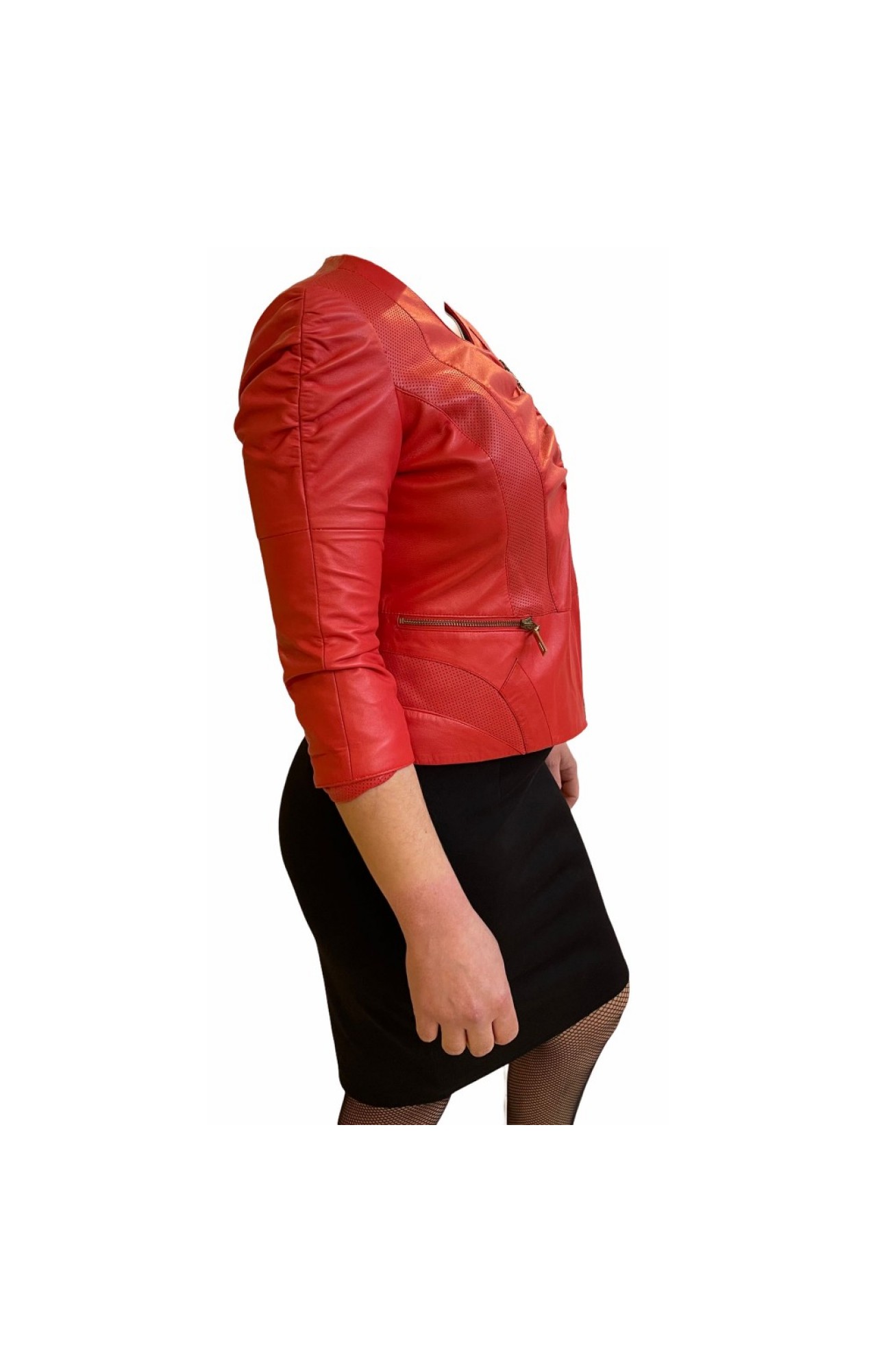 MARKOS LEATHER B-22 WOMENS LEATHER BLAZER RED