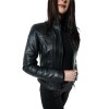 DOLBY WOMENS BIKER LEATHER JACKET BLACK