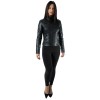 DOLBY WOMENS BIKER LEATHER JACKET BLACK
