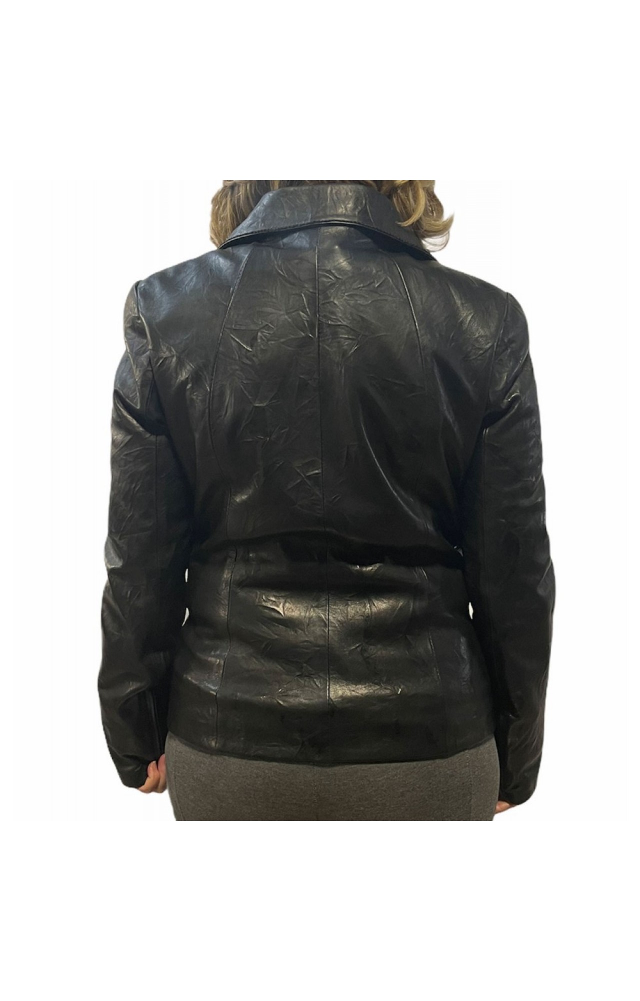 PEL-137 WOMENS LEATHER BLAZER JACKET BLACK