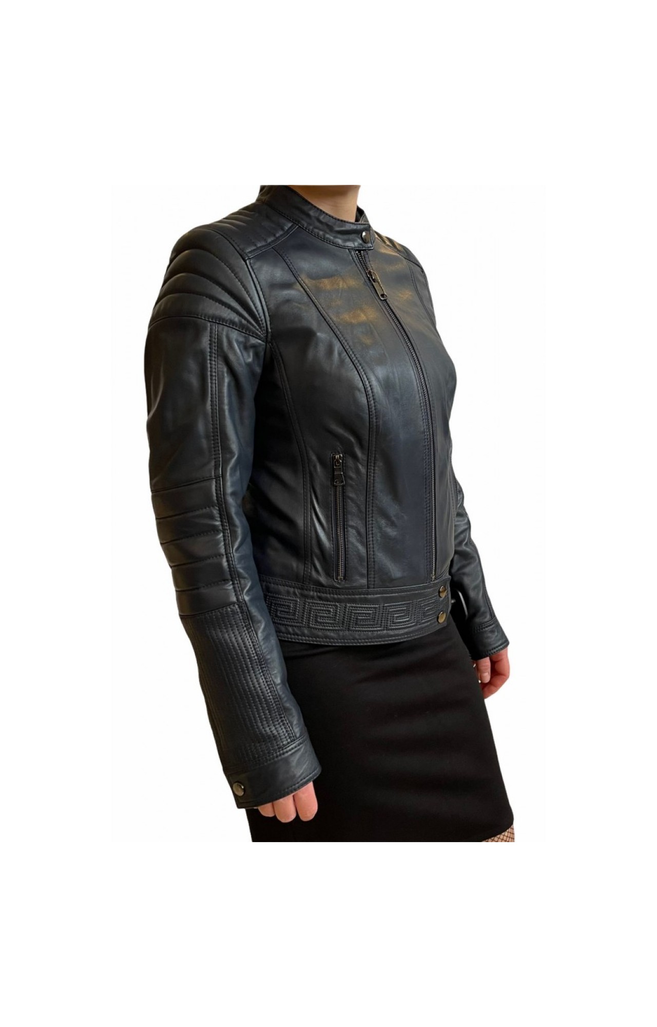 MARKOS LEATHER R-8380 ΓΥΝΑΙΚΕΙΟ ΔΕΡΜΑΤΙΝΟ BIKER ΜΠΛΕ
