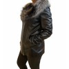 MARKOS LEATHER R-9910 WOMENS LEATHER BIKER WITH NATURAL FUR BLACK