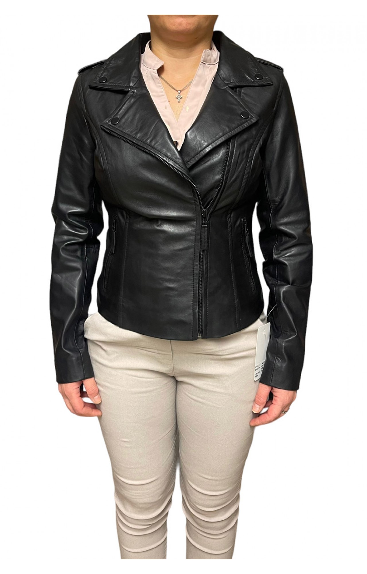 MUFFIN-BLACK WOMENS LEATHER JACKET