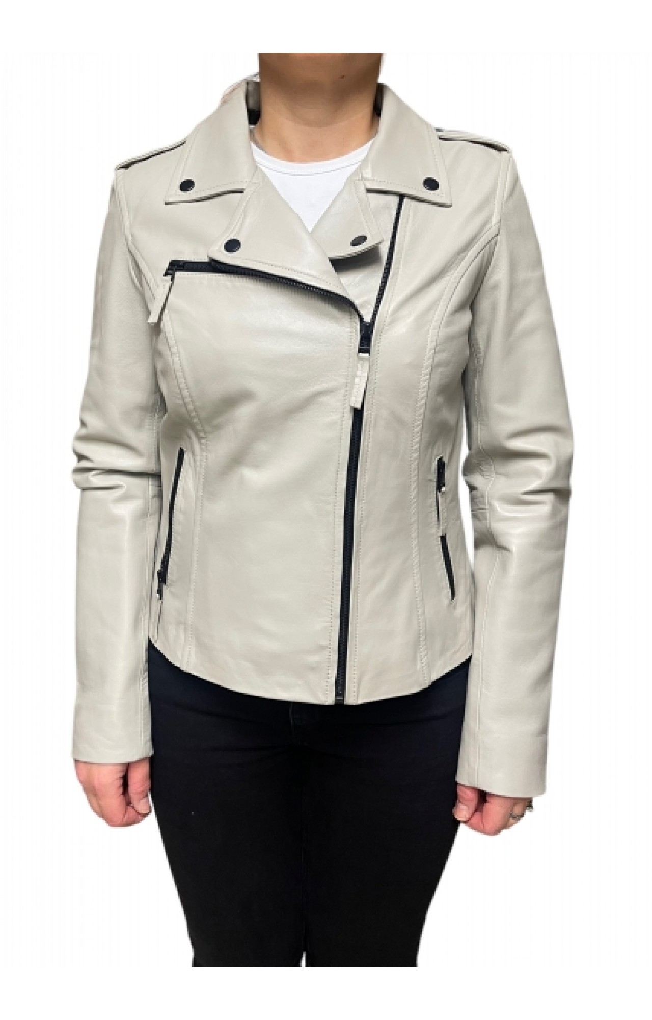 MUFFIN-ECRU WOMENS LEATHER JACKET