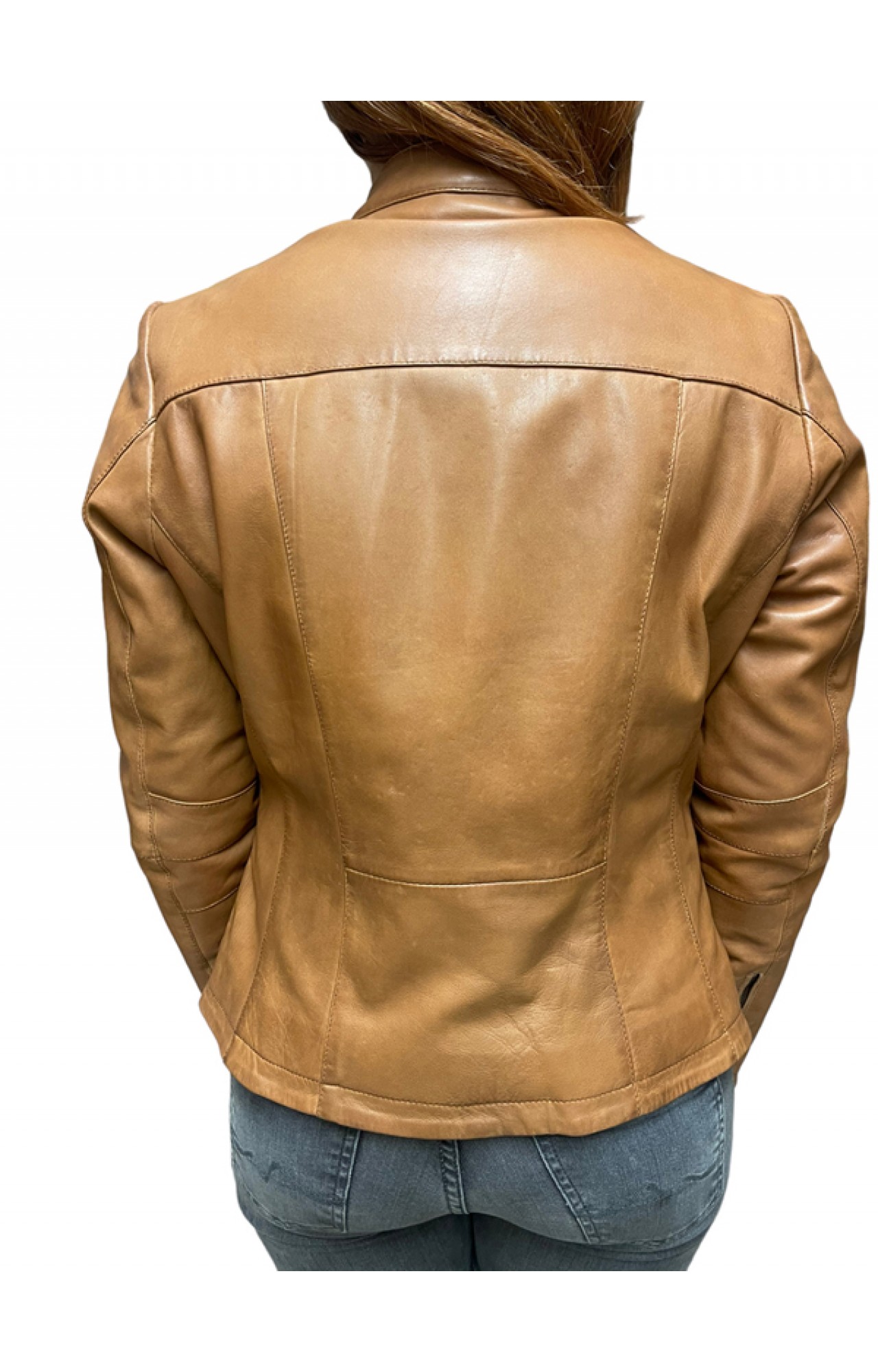 NEW BO-ABIGAIL WOMENS COGNAC LEATHER JACKET