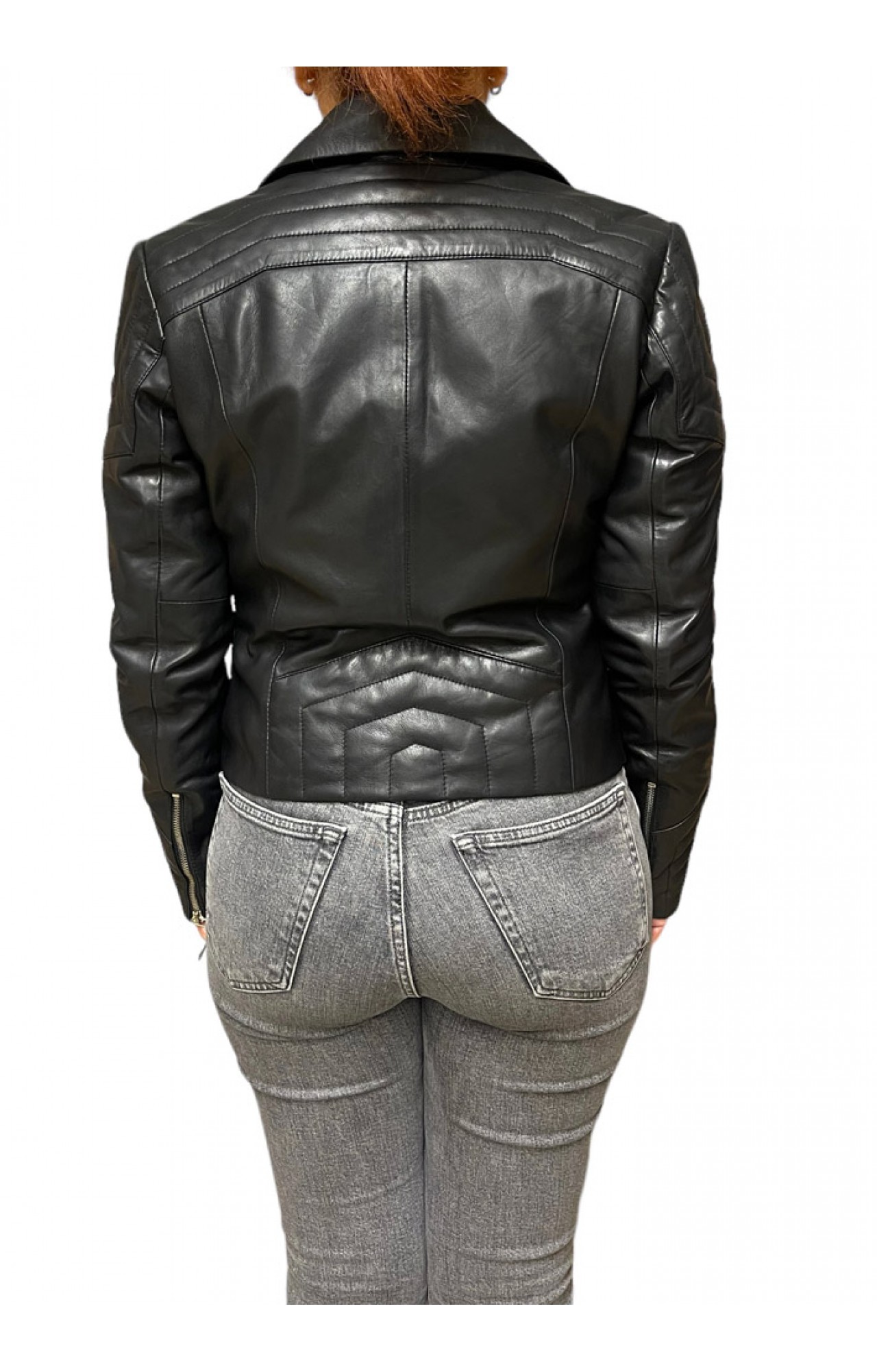 AW23-70-BLACK WOMENS LEATHER JACKET